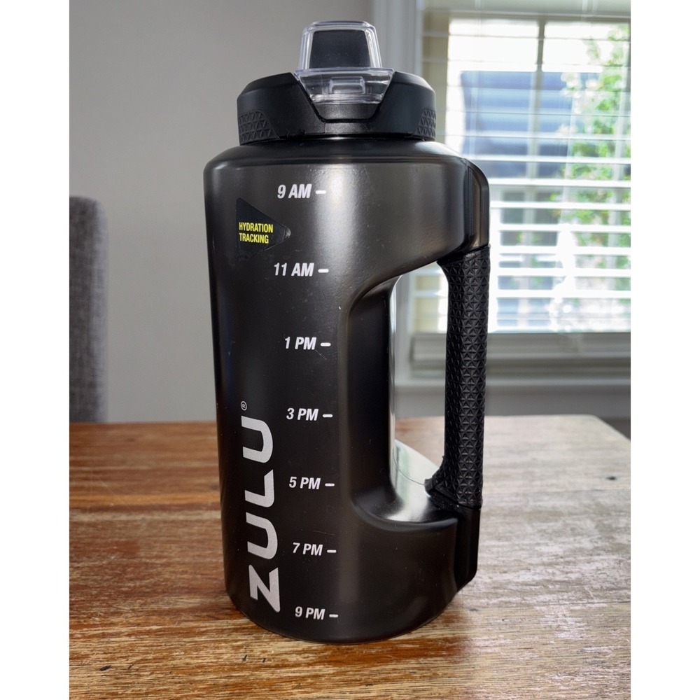Zulu PP Goals Black Half Gallon Water Bottle with Hydration Tracker 64 oz NEW
